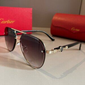 Cartier Black Metal Sunglasses with Gradient Lenses